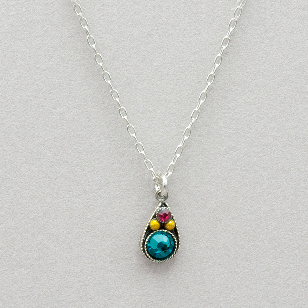 Firefly Domas Drop Pendant Necklace - Blue Zircon