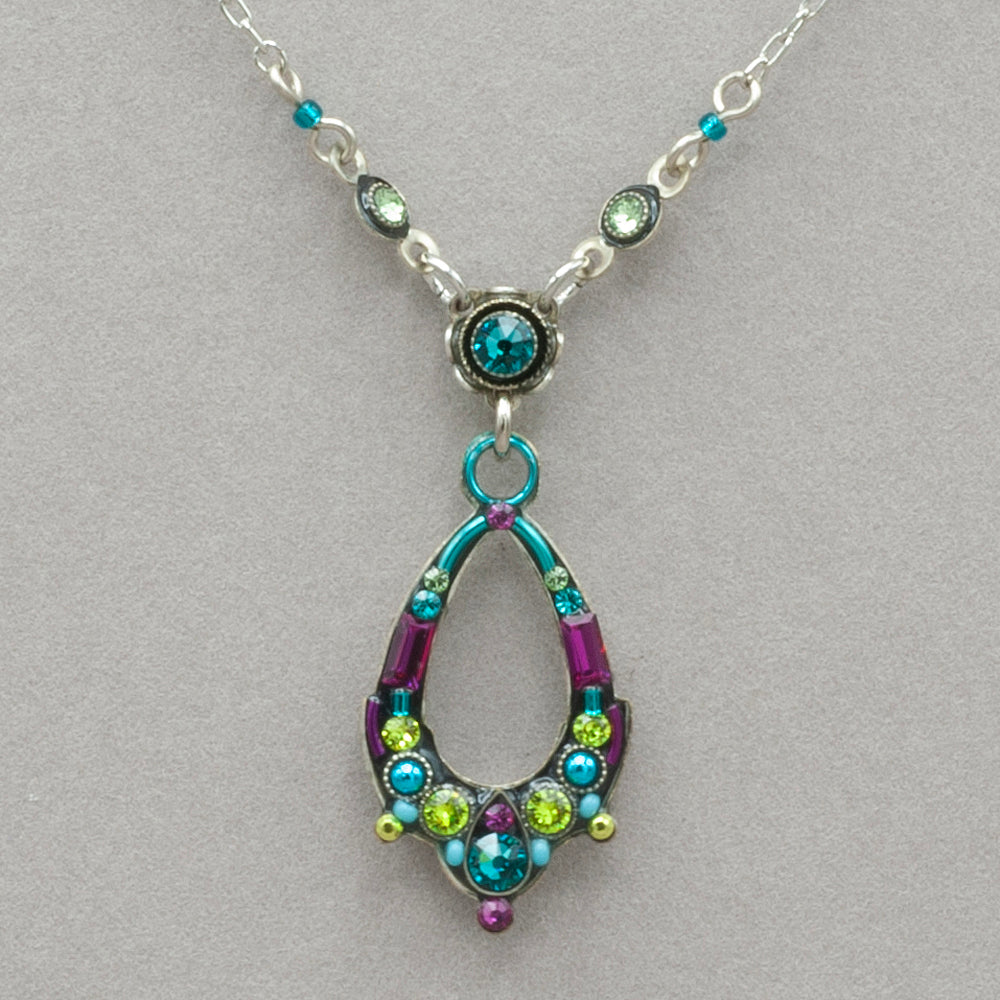 Firefly Oval Hoop Pendant - Blue Zircon