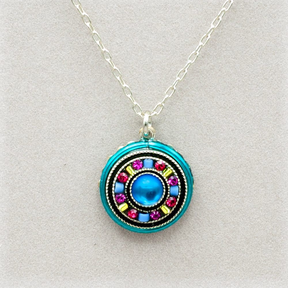 Firefly Moonlight Single Circle Necklace - Bermuda Blue