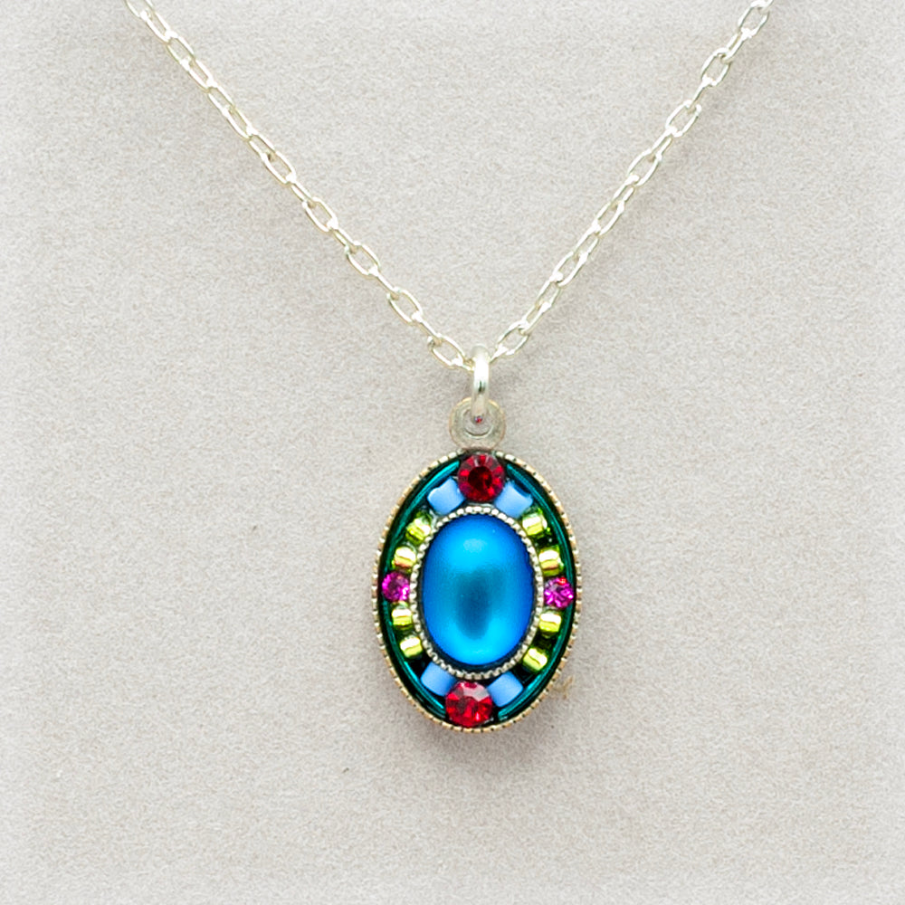 Firefly Moonlight Single Oval Necklace - Bermuda Blue