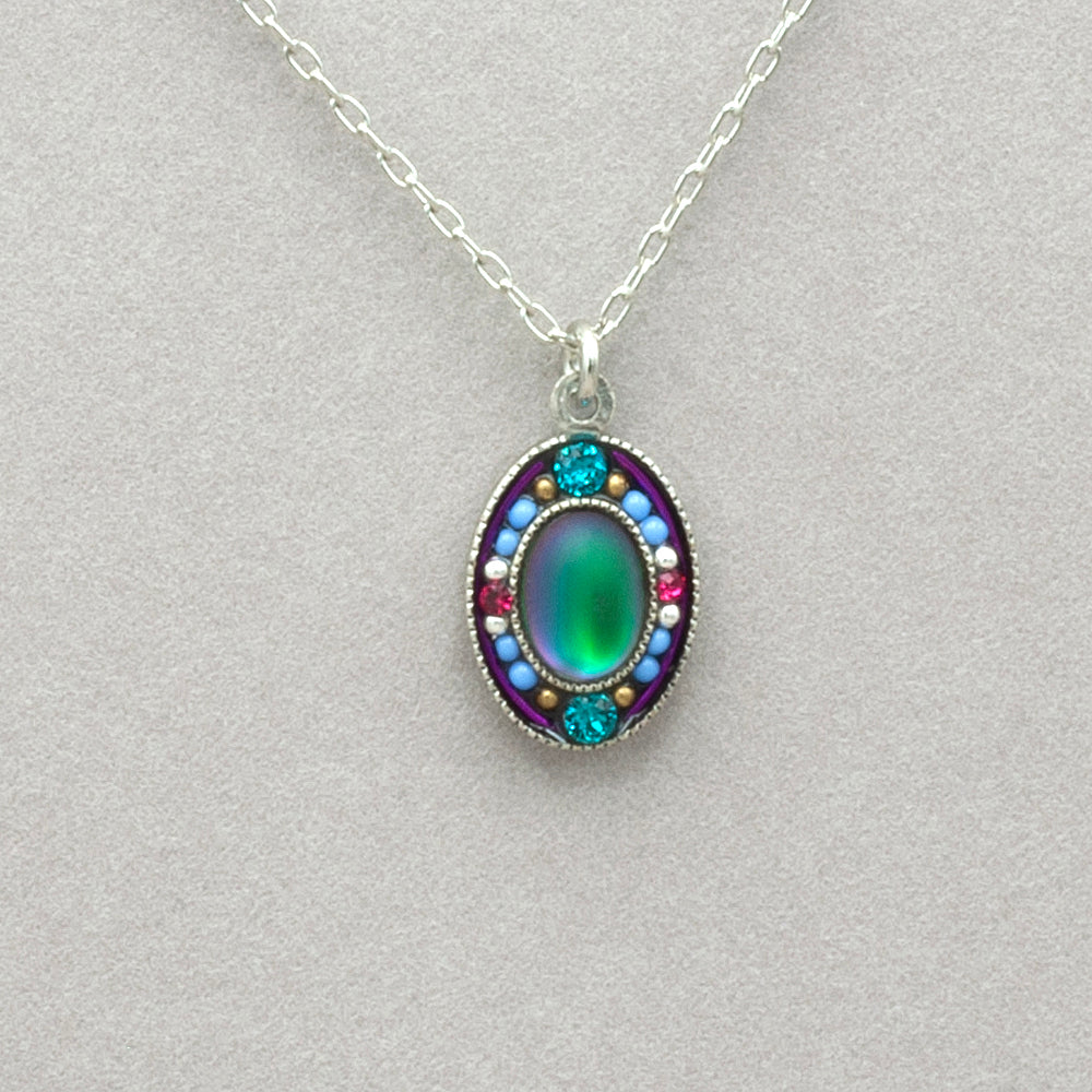 Firefly Moonlight Oval Pendant Necklace - Emerald