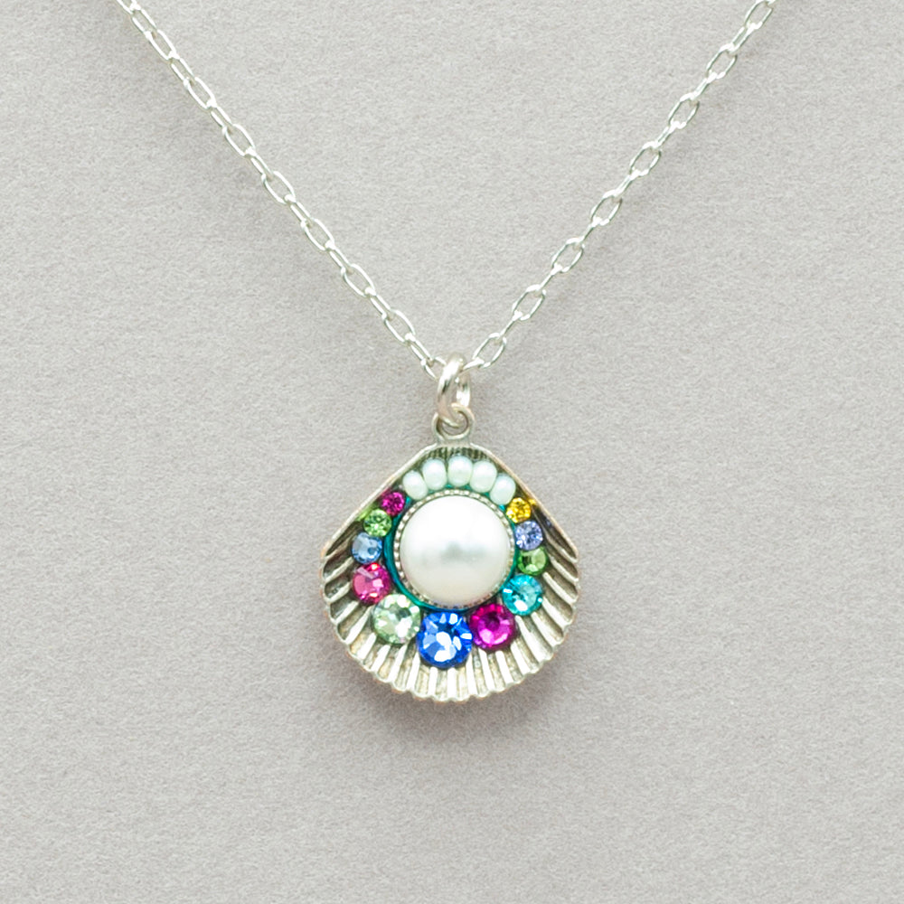 Firefly Beach Pearl Large Shell Pendant Necklace - Soft
