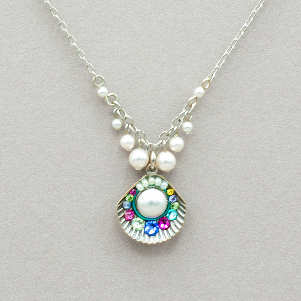 Firefly Beach Pearl Large Shell Fringe Necklace - Soft