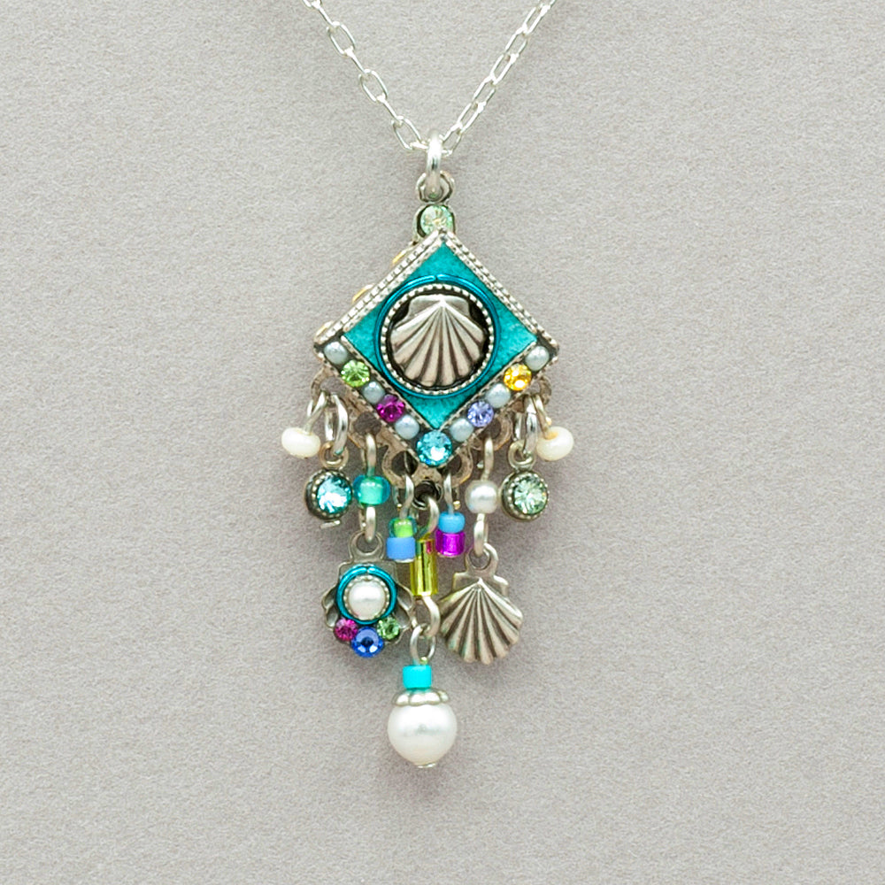 Firefly Beach Pearl Diamond Shell Fringe Necklace - Soft
