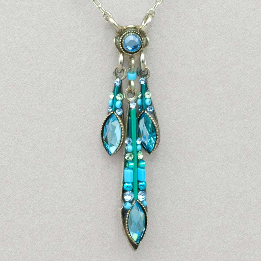 Firefly Carmel Three Drop Necklace - Aqua