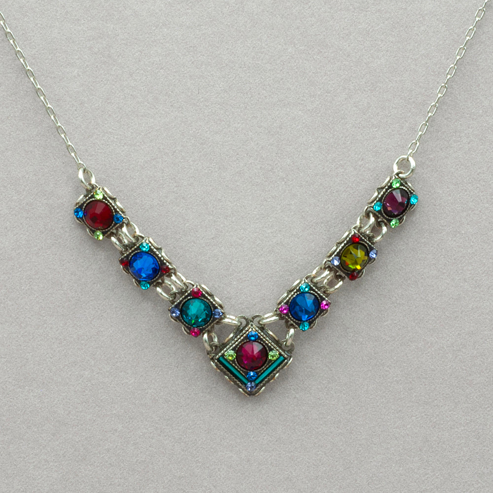 Firefly Rainbow V Necklace - Jewel Tone