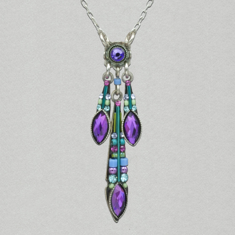 Firefly Carmel Three Drop Necklace - Purple