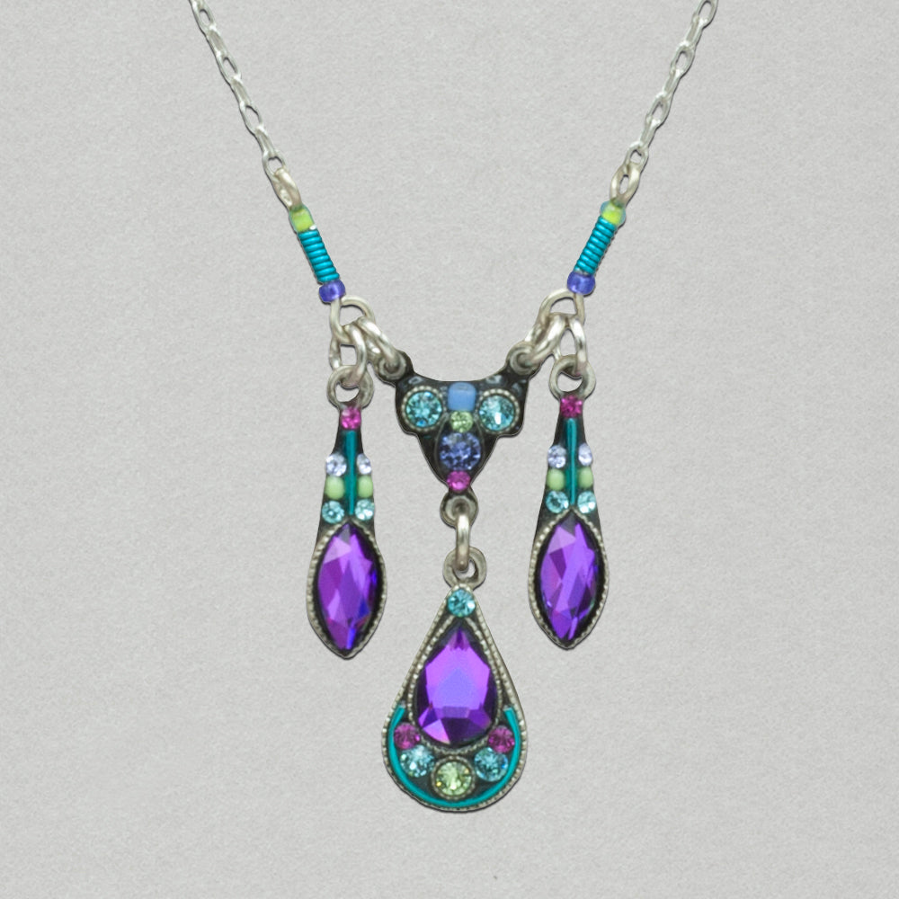 Firefly Carmel Three Drop Med-Necklace - Purple