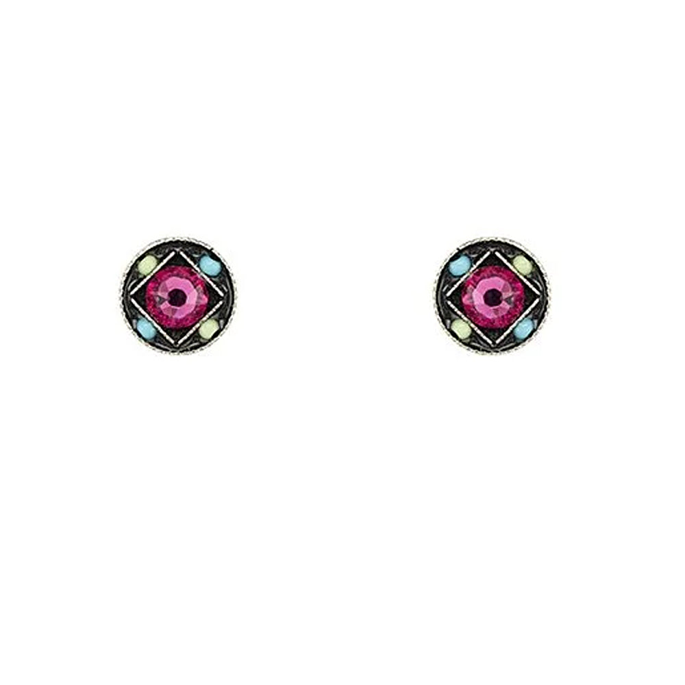 Firefly Architectural Round Stud Post Earrings - Multicolor