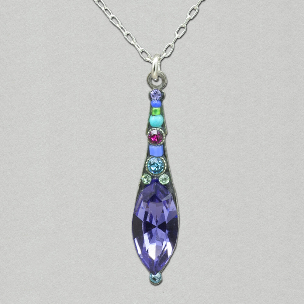 Firefly Navette Elongated Drop Pendant - Tanzanite
