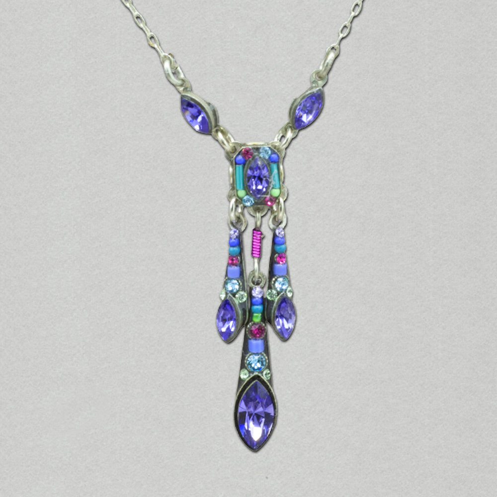 Firefly Navette Three Drop Medium Necklace - Tanzanite