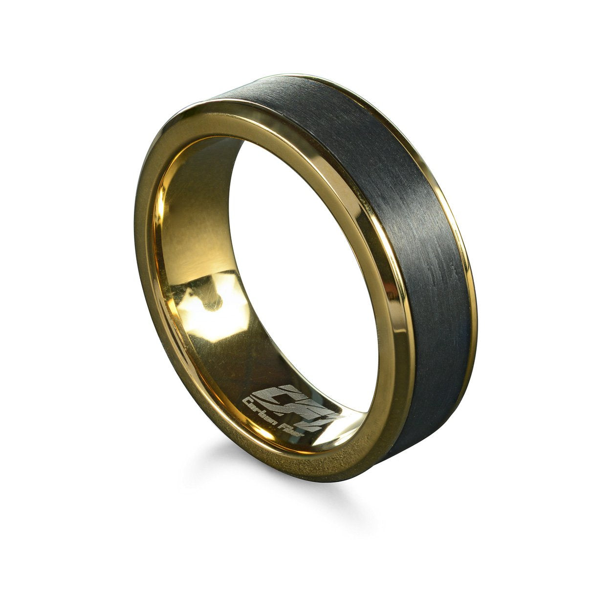 Italgem Yellow IP Stainless Steel and Carbon Fiber Ring