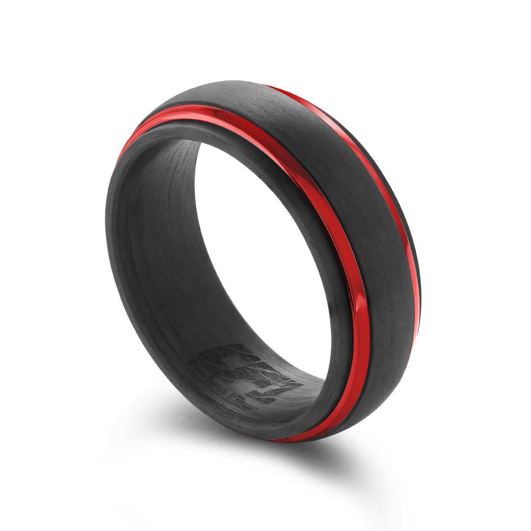 Italgem Red IP Carbon Fiber Ring