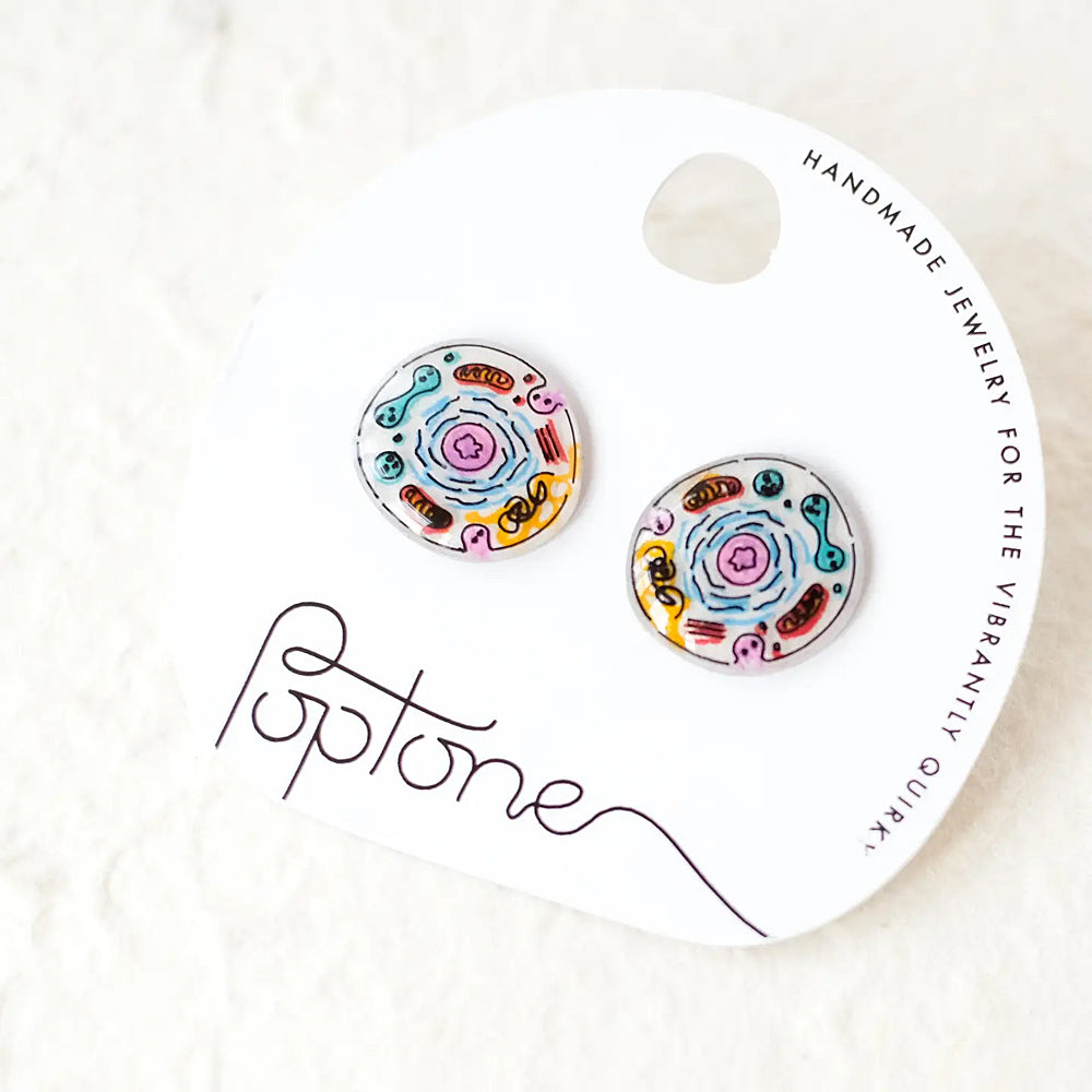 Poptone Cell Diagram Stud Earring