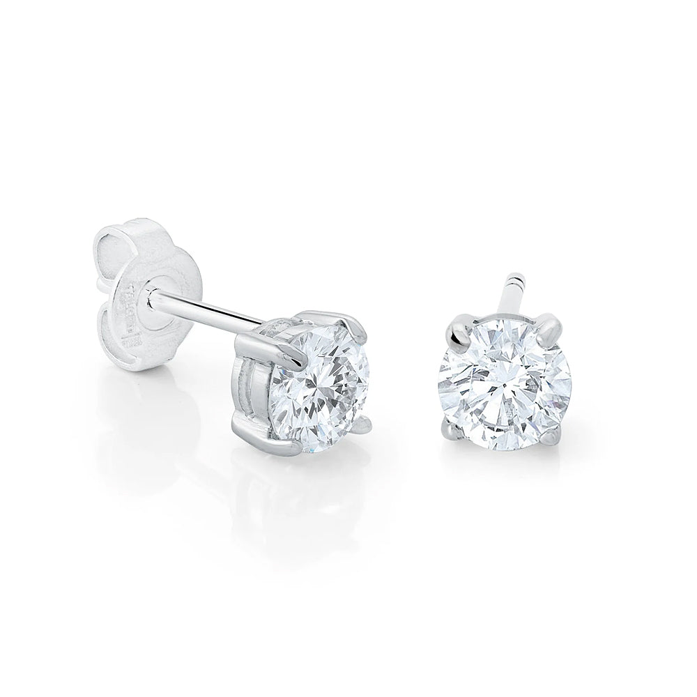 Italgem Classic 6mm Clear Silver Stud Earrings