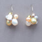 Pastel Freshwater Pearl Cluster Earrings Sterling Silver