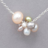 Pastel Pearls & Sterling Silver Long Lariat Necklace