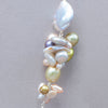 Pastel Pearls & Sterling Silver Long Lariat Necklace