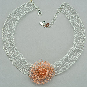 MetaLace Silver and Rose Gold Statement Necklace
