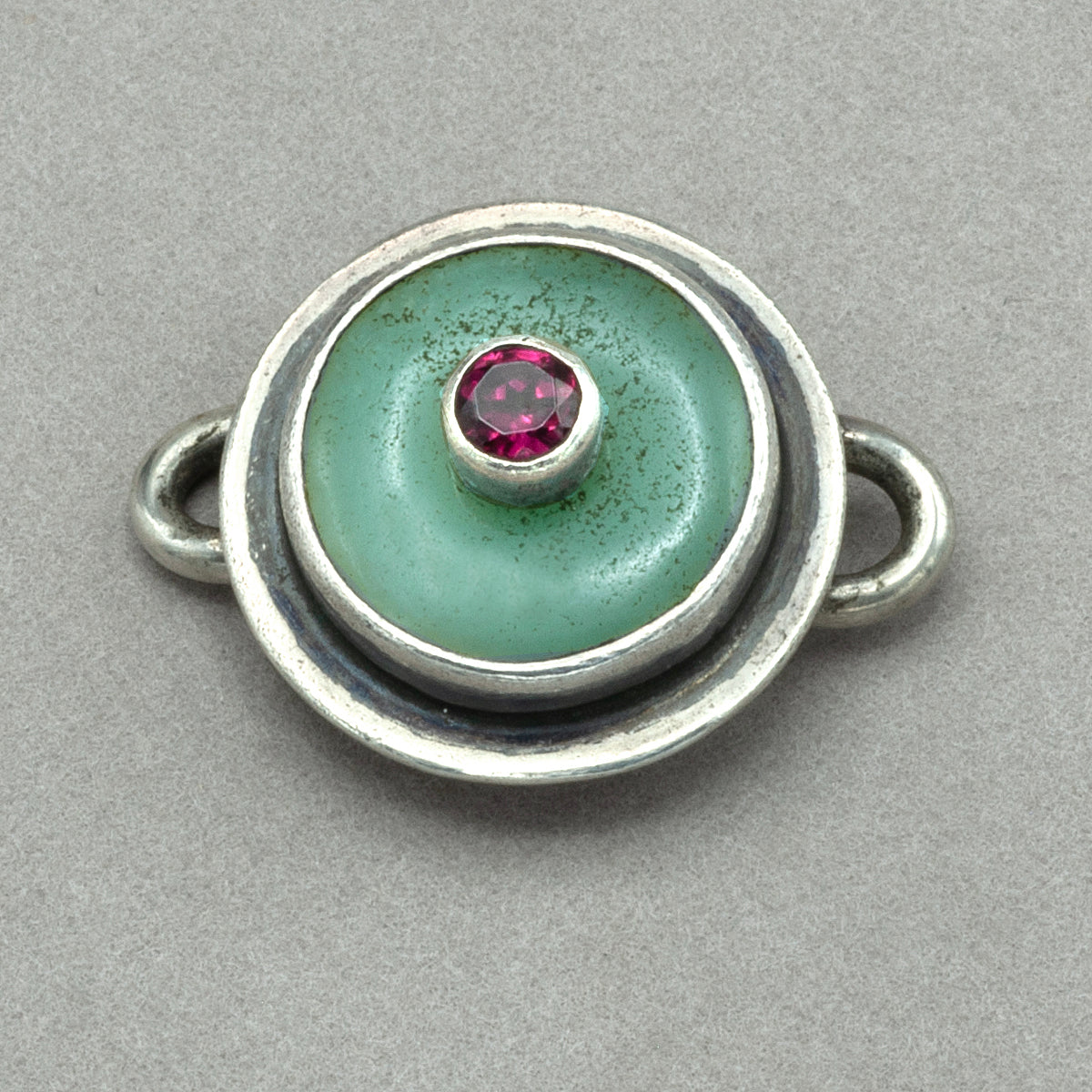 Tabra Vintage Jade Donut with Faceted Garnet Charm