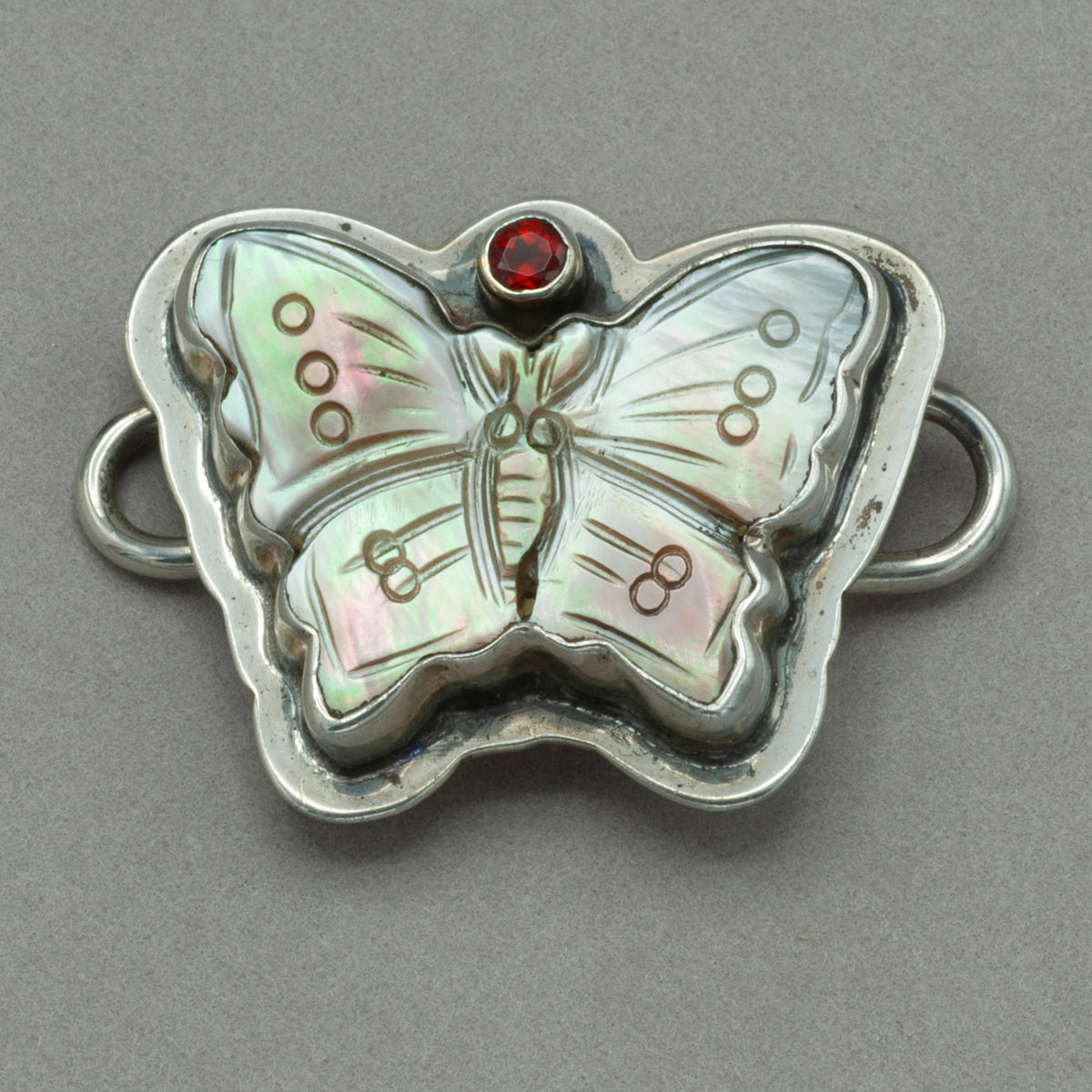 Tabra Vintage Carved Mother of Pearl Butterfly Charm