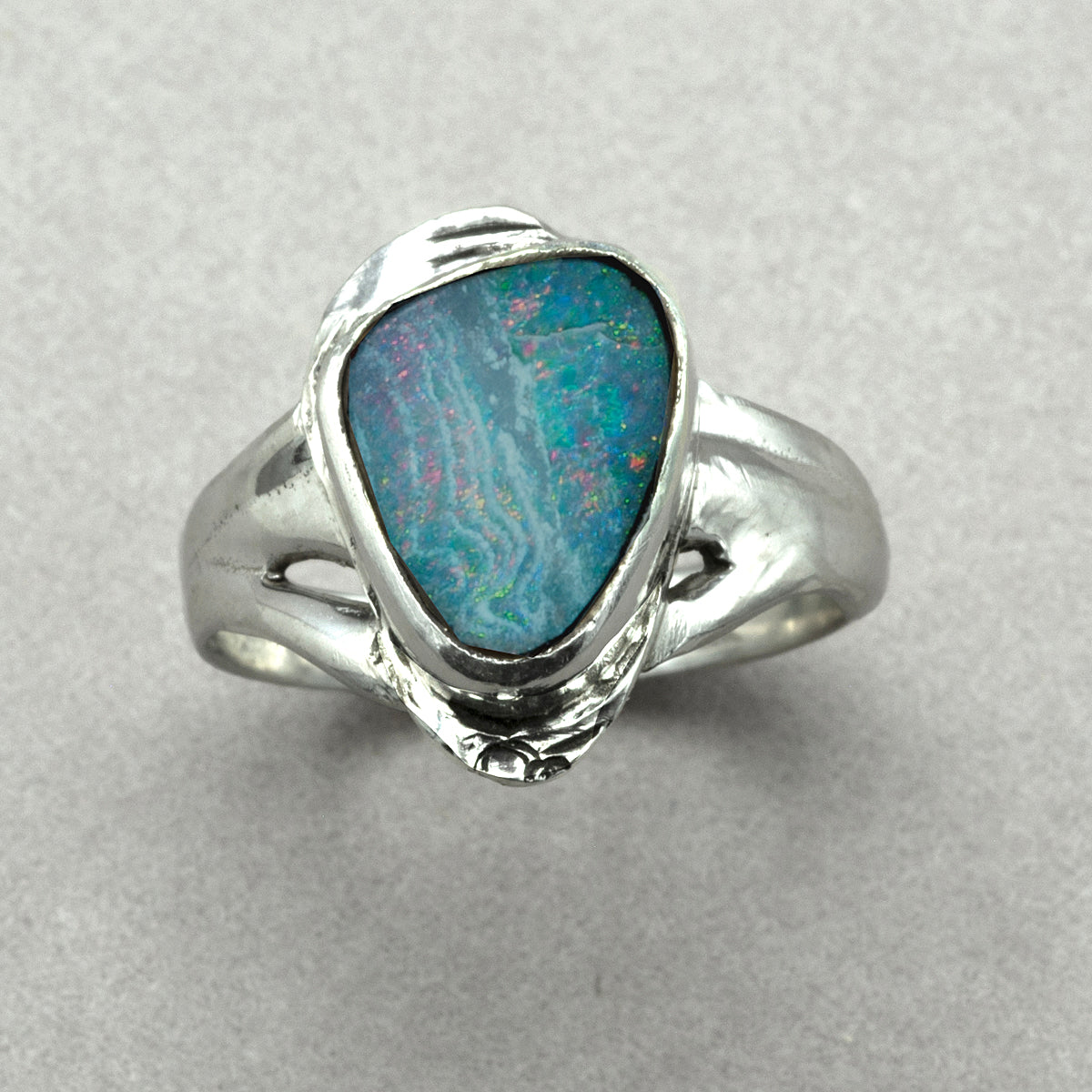 Jim Kelly Australian Blue Boulder Opal Ring