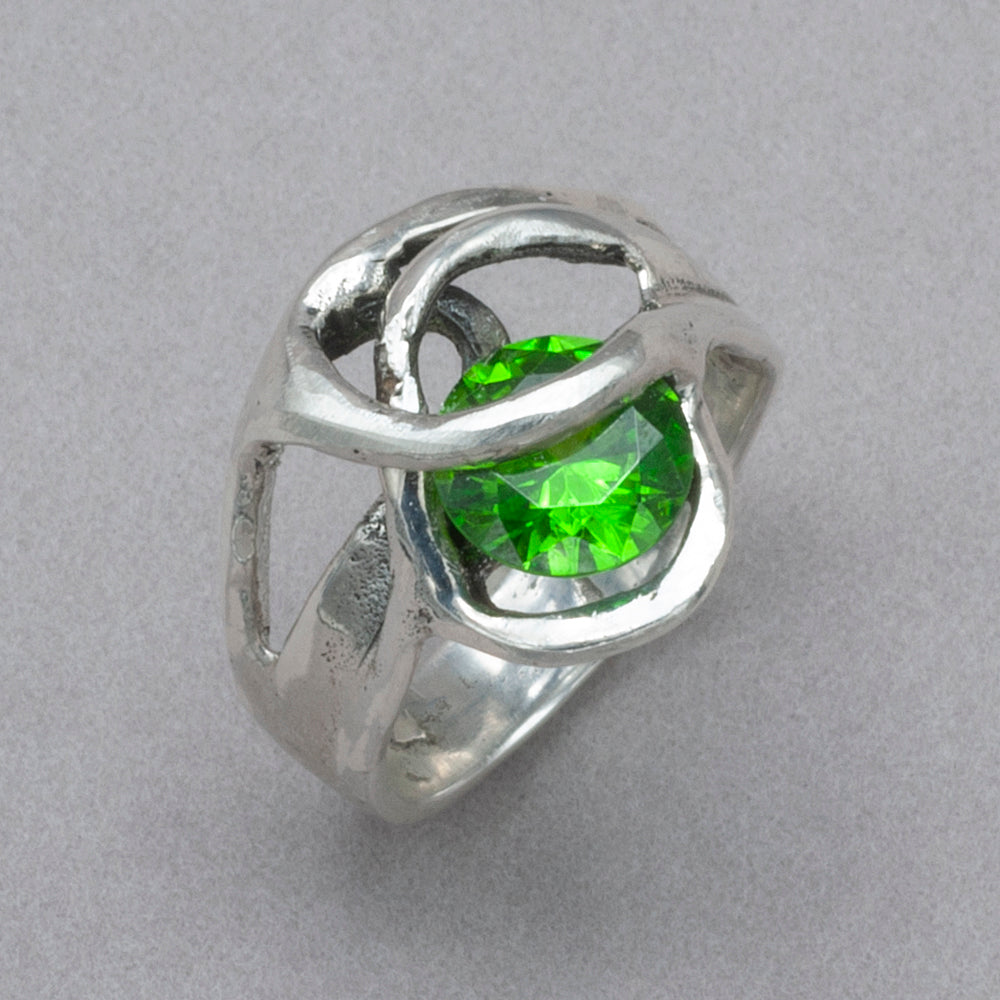 Jim Kelly Emerald Zirconia Sterling Silver Cage Ring