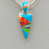 Inlaid Turquoise, Onyx, Spiny Oyster Pendant by Ed Lowman