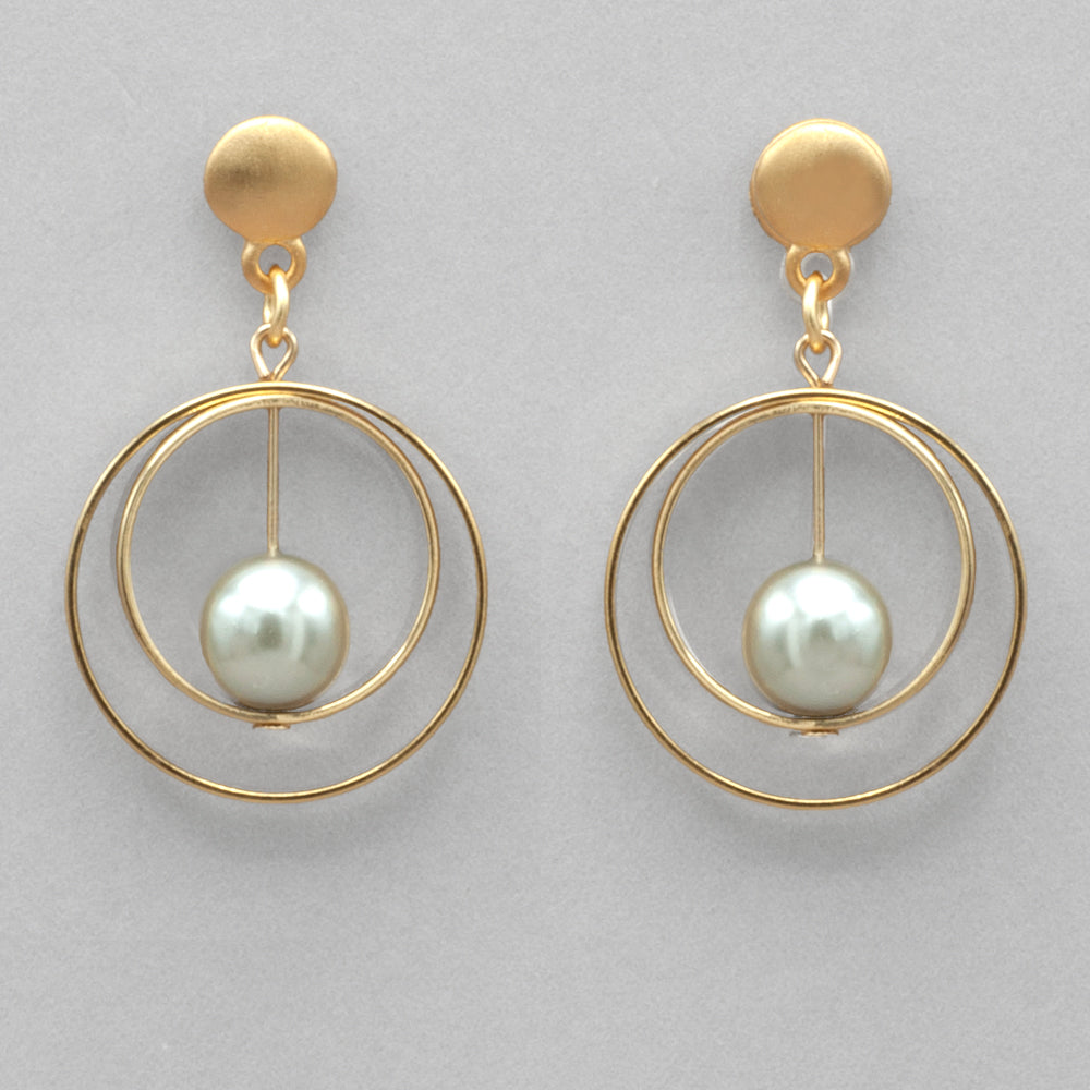 JMR Lunar Landings Post Earrings - Gold/Pearl