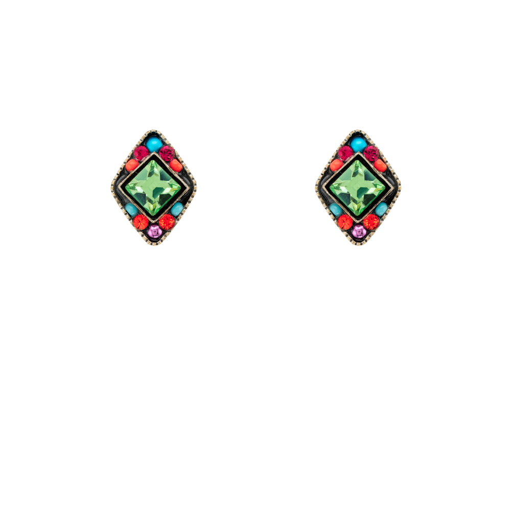 Firefly Architectural Diamond Stud Earring - Multicolor