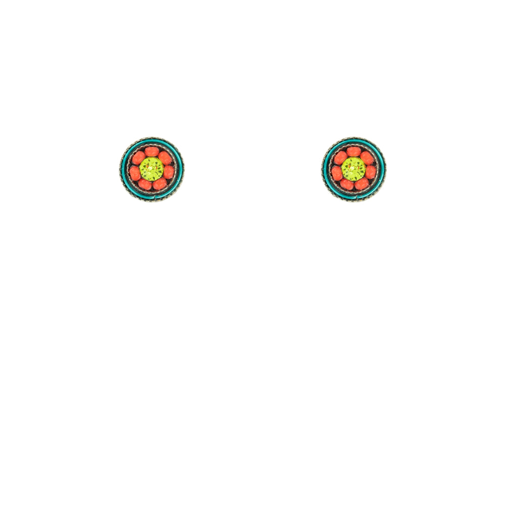 Firefly Stud Flower Earrings - Coral