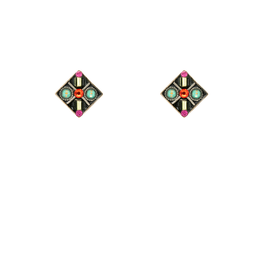 Firefly Stud Diamond Shape Earring - Multicolor