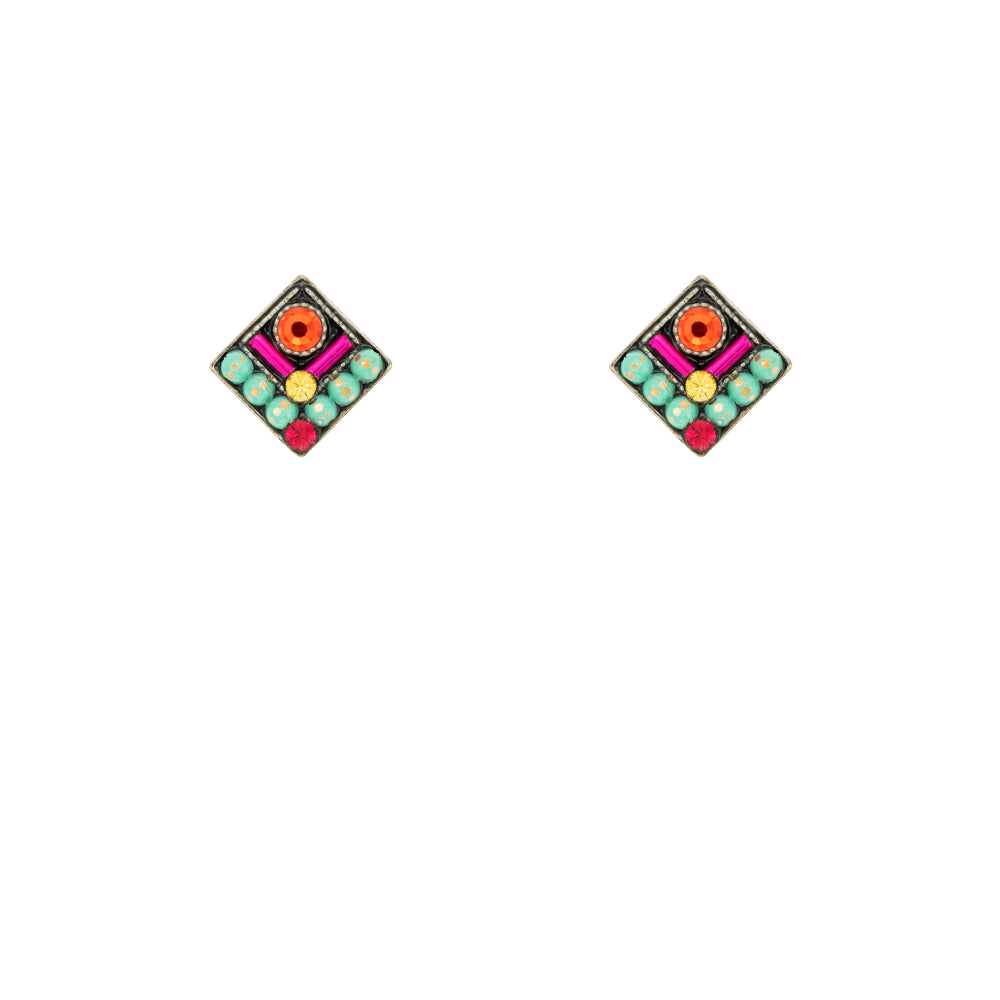 Firefly Stud Diamond Shape Earring - Multicolor