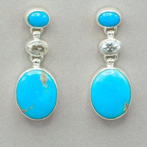 Turquoise and Topaz Post Earrings