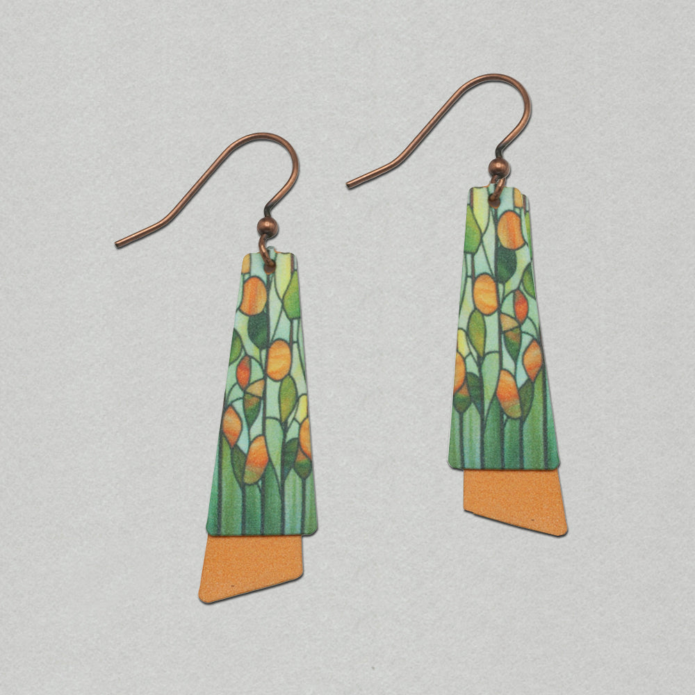Illustrated Light Stained Glass Flutter Multilayer Earrings