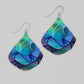 Illustrated Light Blue Aurora Abstract Ginkgo Multilayer Handmade Earrings
