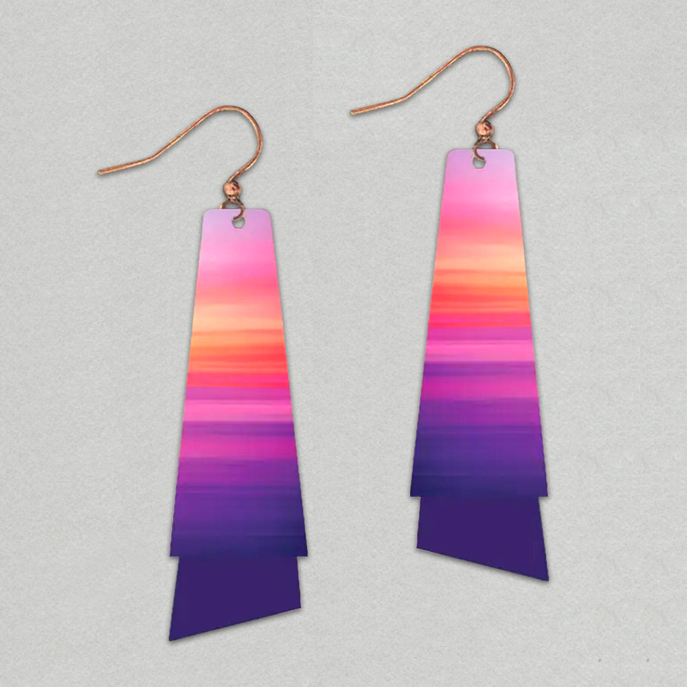 Illustrated Light Sunset Beach Dusk Flutter Multilayer Earrings