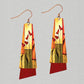 Illustrated Light Orange Block Flutter Multilayer Handmade Earrings