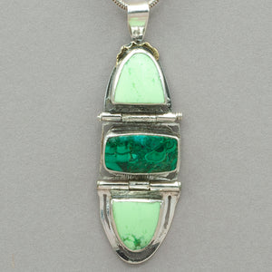 Jim Kelly Lemon Chrysoprase & Malachite Pendant