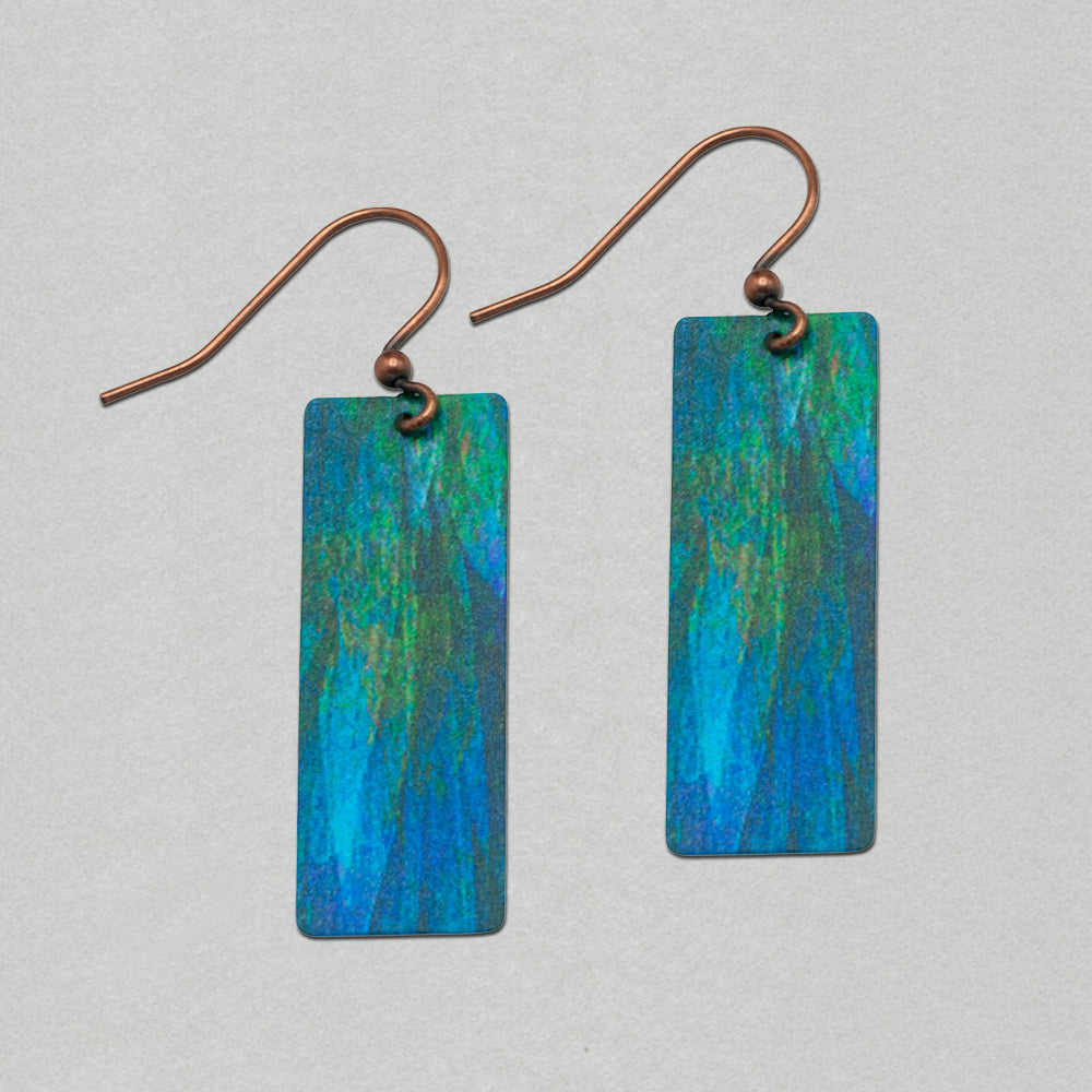 Illustrated Light Blue Nature Abstract Banner Handmade Earrings