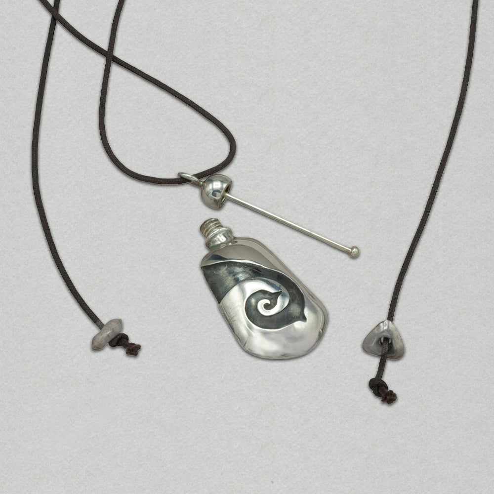 Tabra Vintage Sterling Silver Perfume Bottle Cord Necklace