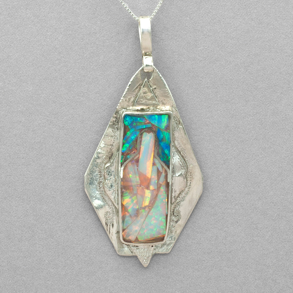 jim Kelly Created Opal Mosaic Sterling Silver Pendant