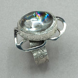 Clear "Rainbow" Quartz Sterling Silver Ring