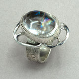 Clear "Rainbow" Quartz Sterling Silver Ring