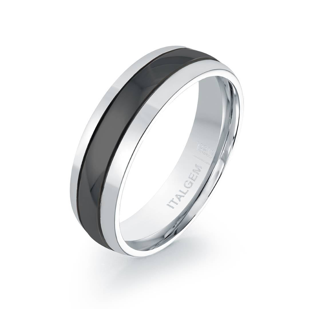 Italgem Stainless Steel Black IP Center Tiffany Band