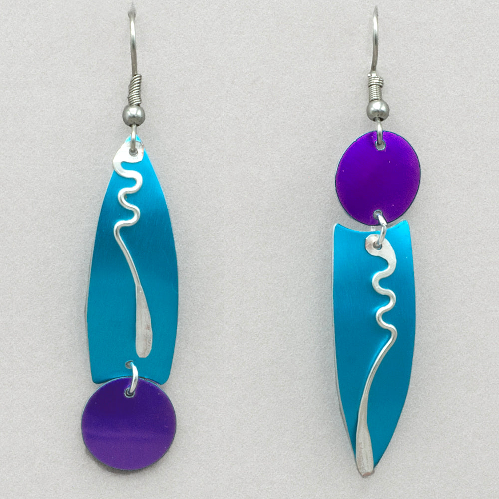 Sylvi Harwin Asymmetric Earrings - Turquoise/Purple