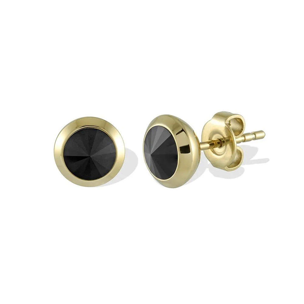 Italgem Black and Gold Rounded 7.5mm Stud Earrings