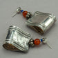 Tabra Vintage Folded Embossed Sterling Silver Post Earrings