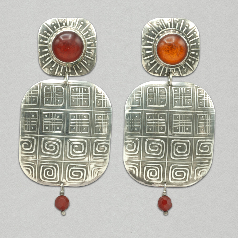 Tabra Vintage Amber Sterling Silver Post Earrings