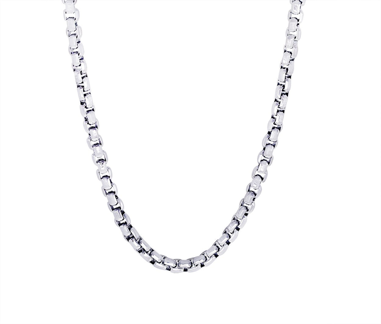 Italgem S. Steel D-Cut Round Box-Link 24" Necklace